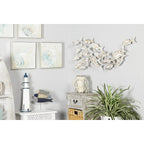 Décoration murale en bois faite main, motif poisson nageur, effet vieilli marron - Blanc - Roche River Decor
