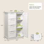 Meuble de rangement de salle de bain, meuble de rangement de sol autonome avec 4 tiroirs et étagère réglable