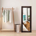 Miroir de sol pleine longueur avec cadre en bois rustique de style ferme - 65 x 24