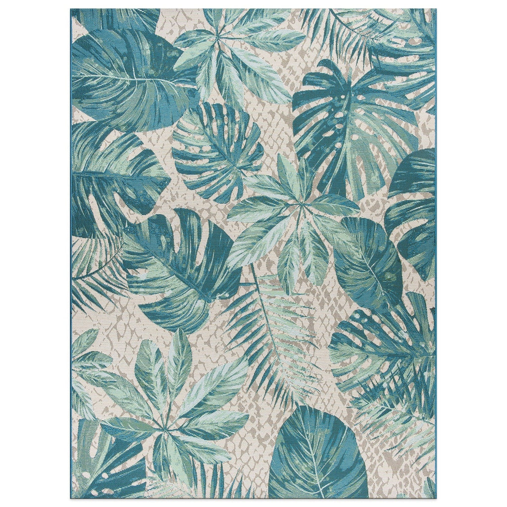 Tapis d'intérieur/extérieur contemporain à motif floral tropical de la World Rug Gallery