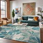 Tapis d'intérieur/extérieur contemporain à motif floral tropical de la World Rug Gallery