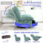 Fauteuil inclinable pivotant électrique XINMICS, fauteuils inclinables à bascule massants avec chauffage, USB, USB-C et poche latérale