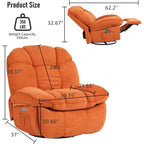 Fauteuil inclinable pivotant électrique XINMICS, fauteuils inclinables à bascule massants avec chauffage, USB, USB-C et poche latérale