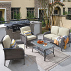 Ensemble de conversation de 4 pièces pour patio extérieur XIZZI avec table