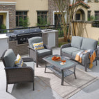 Ensemble de conversation de 4 pièces pour patio extérieur XIZZI avec table