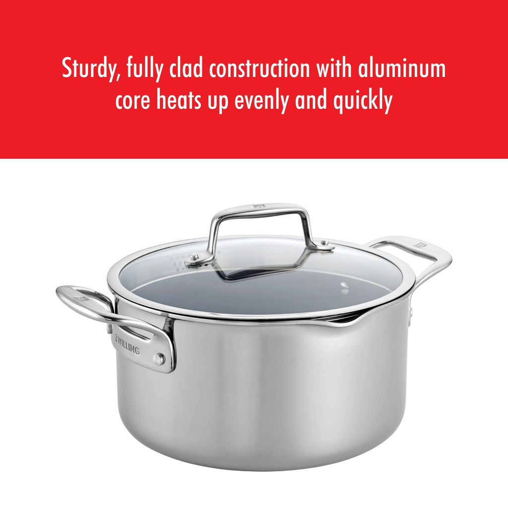 Cocotte hollandaise antiadhésive en acier inoxydable et céramique ZWILLING Clad CFX de 6 pintes