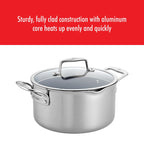 Cocotte hollandaise antiadhésive en acier inoxydable et céramique ZWILLING Clad CFX de 6 pintes
