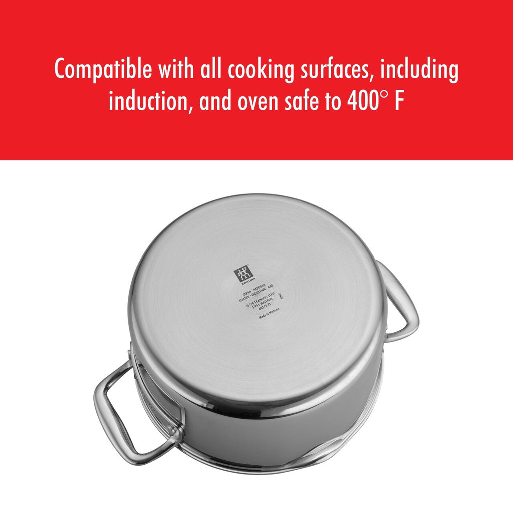 Cocotte hollandaise antiadhésive en acier inoxydable et céramique ZWILLING Clad CFX de 6 pintes